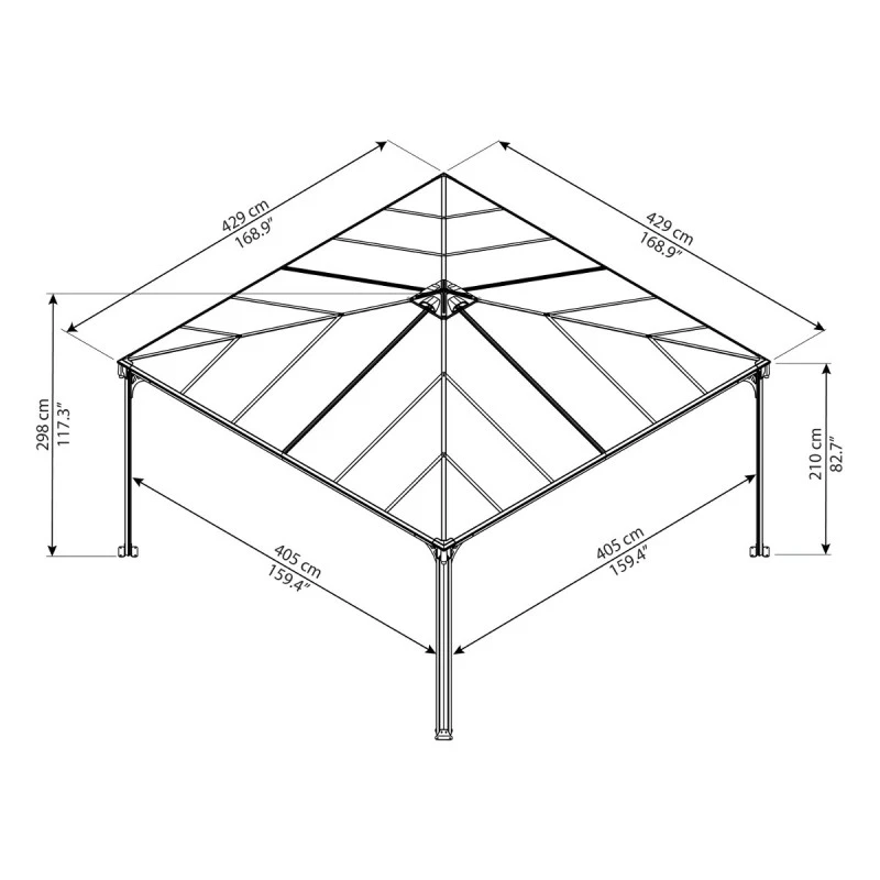 Pergola En Aluminium Et Polycarbonate 429x429cm Palermo™ 4300 - Palram - Canopia 6 Pergola En Aluminium Et Polycarbonate 429x429cm Palermo™ 4300 - Palram - Canopia – Image 4