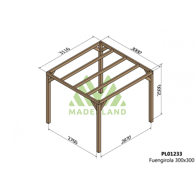Pergola En Bois Lamellé-collé 300x300cm Fuengirola – Maderland 4 Pergola En Bois Lamellé-collé 300x300cm Fuengirola – Maderland – Image 2