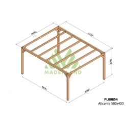 Pergola En Bois Lamellé-collé 500x400cm Alicante – Maderland -Boutique De Jardin pergola en bois lamelle colle 500x400cm alicante maderland 1