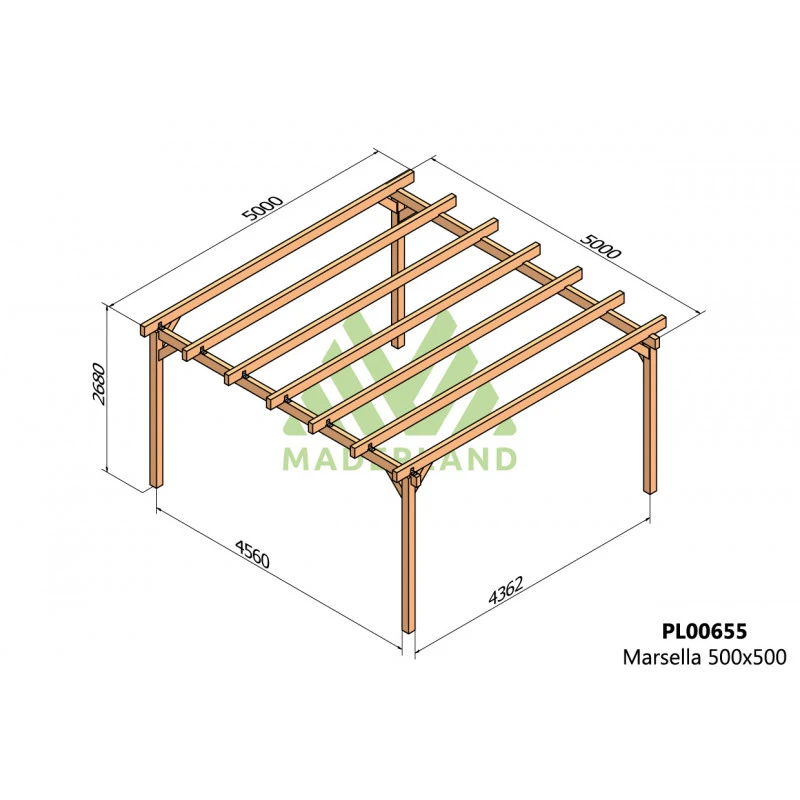 Pergola En Bois Lamellé-collé 500x500cm Marsella – Maderland 4 Pergola En Bois Lamellé-collé 500x500cm Marsella – Maderland – Image 2