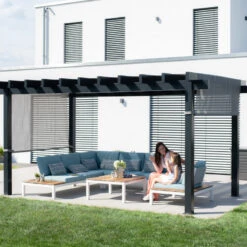Pergola Yamba 14,6m² En Aluminium Anthracite Avec Store Rétractable - SOJAG -Boutique De Jardin pergola yamba 146m en aluminium anthracite et store retractable sojag 3