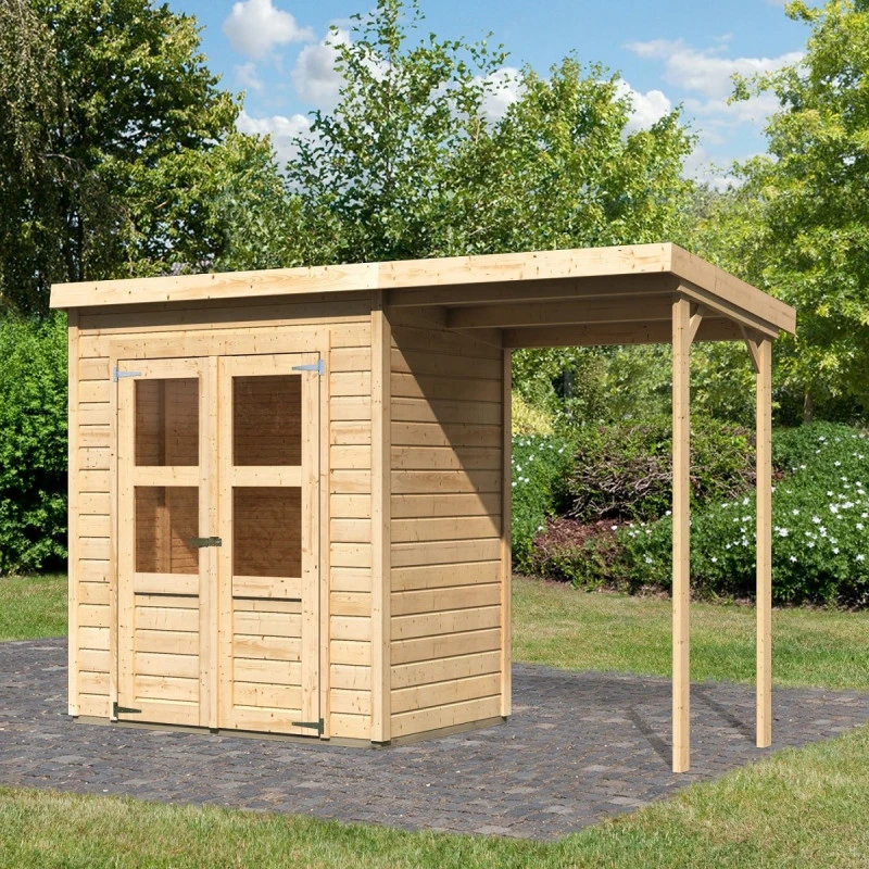 Petit Abri De Jardin En Bois 2,22m² Merseburg 2 + Appentis - Karibu 3 Petit Abri De Jardin En Bois 2,22m² Merseburg 2 + Appentis - Karibu