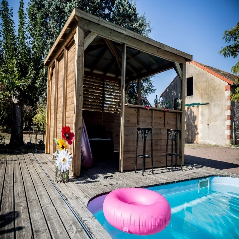 Pool House En Bois Thermo Traité 12,32m² BLUETERM, 1 Paroi Mur Plein, 1 Paroi Ventelles, 2 Parois Comptoirs - HABRITA 5 Pool House En Bois Thermo Traité 12,32m² BLUETERM, 1 Paroi Mur Plein, 1 Paroi Ventelles, 2 Parois Comptoirs - HABRITA – Image 3