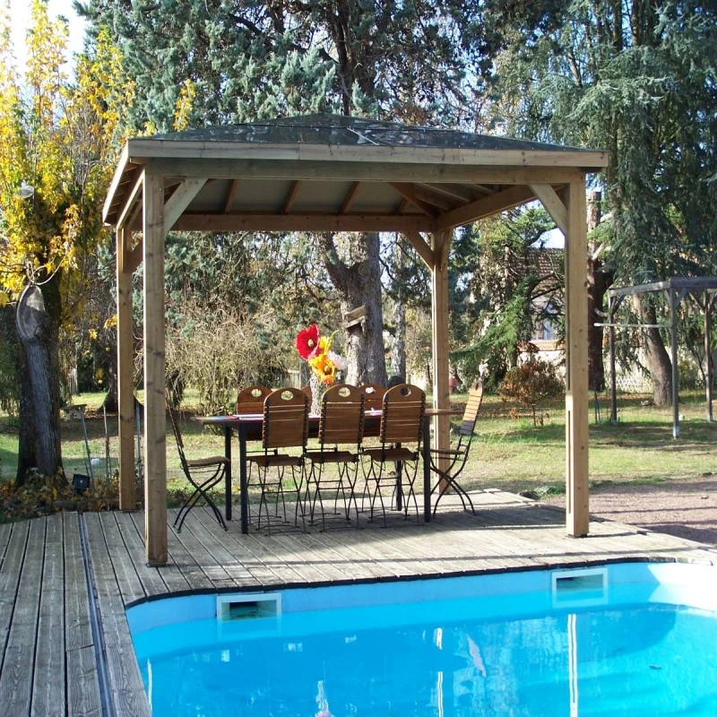 Kiosque Pool House En Bois Thermo Traité 12,32m² BLUETERM, Sans Parois - HABRITA 7 Kiosque Pool House En Bois Thermo Traité 12,32m² BLUETERM, Sans Parois - HABRITA – Image 5