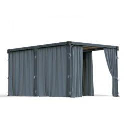 Rideaux En Polyester Gris Pour Pergola Martinique™ 5000 Et Milano™ 4300 - Palram - Canopia -Boutique De Jardin rideaux en polyester gris pour pergola et martinique 5000 et milano 4300 palram 3