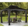 Rideaux Occultants En Polyester Gris Pour Pergolas Messina Et Mykonos 10x12 - SOJAG -Boutique De Jardin rideaux occultants en polyester gris pour pergola messina 10x12 sojag