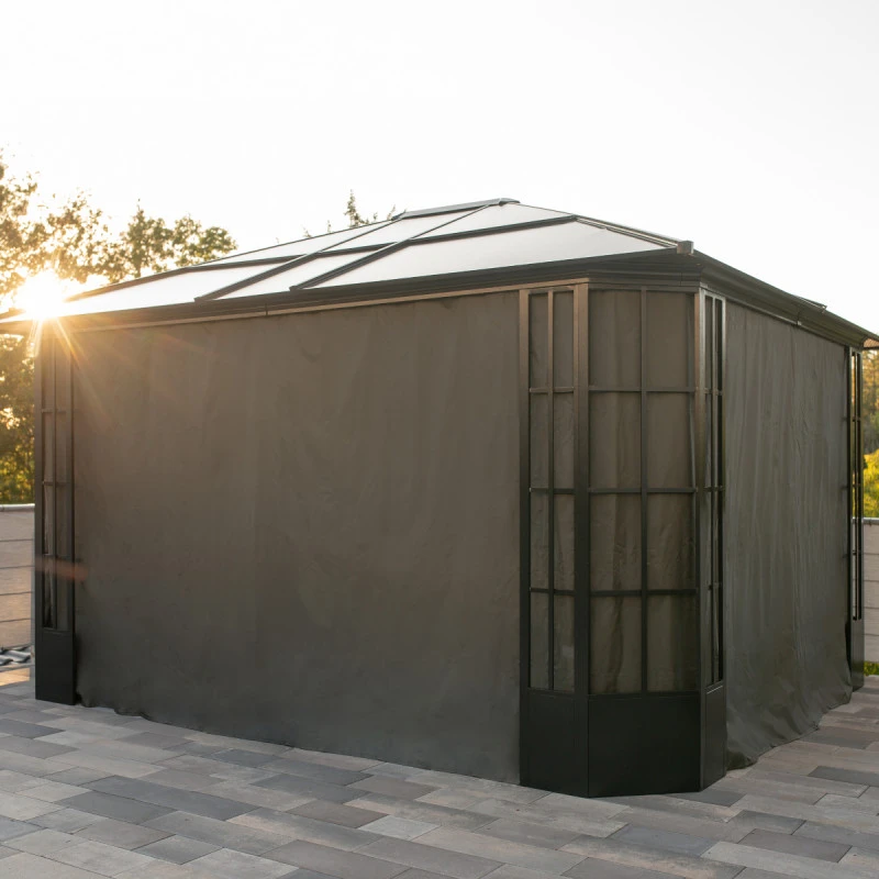 Rideaux Occultants En Polyester Gris Pour Pergola Savino 12x14 - SOJAG 4 Rideaux Occultants En Polyester Gris Pour Pergola Savino 12x14 - SOJAG – Image 2