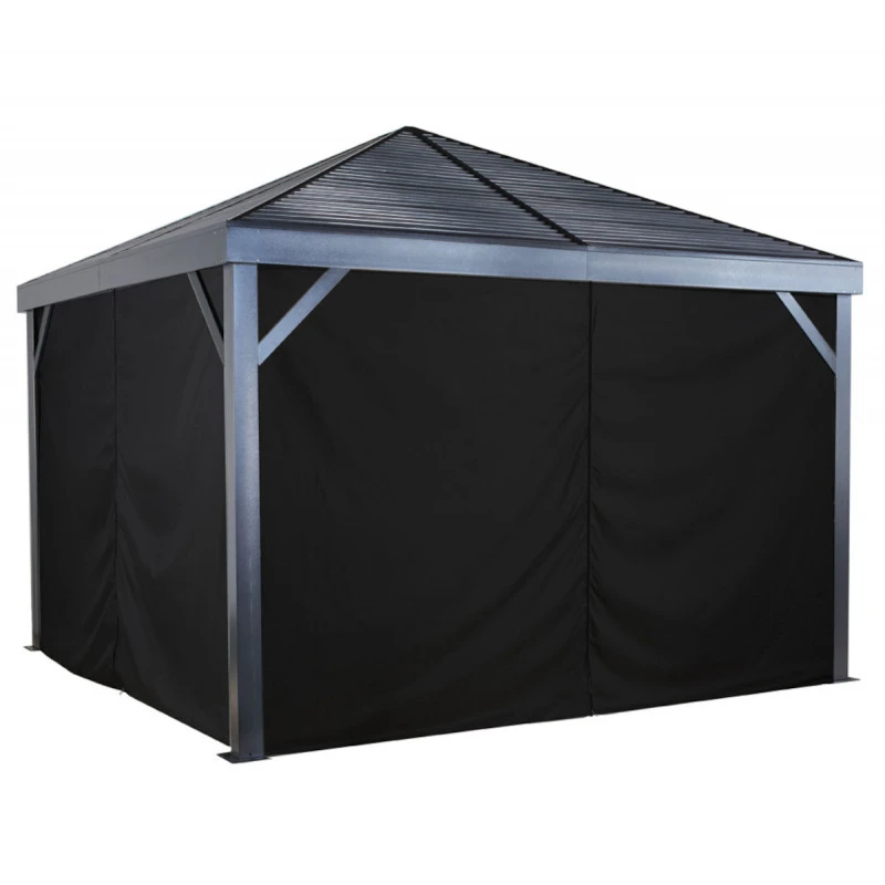 Rideaux Occultants En Polyester Gris Pour Pergola South Beach 12x12 - SOJAG 3 Rideaux Occultants En Polyester Gris Pour Pergola South Beach 12x12 - SOJAG