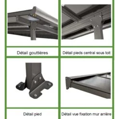 Toit De Terrasse 12,83m² Aluminium Anthracite Et Polycarbonate Habrita -Boutique De Jardin toit de terrasse 1283m aluminium anthracite et polycarbonate habrita 2