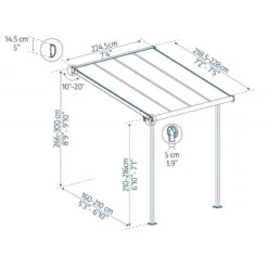 Toit De Terrasse 224x224cm En Aluminium Blanc Et Polycarbonate 6mm SIERRA - Canopia By Palram -Boutique De Jardin toit de terrasse 224x224cm en aluminium blanc et polycarbonate 6mm sierra palram 2