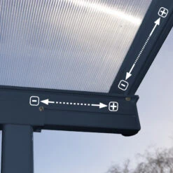 Toit De Terrasse 224x224cm En Aluminium Gris Et Polycarbonate 6mm SIERRA - Canopia By Palram 12 Toit De Terrasse 224x224cm En Aluminium Gris Et Polycarbonate 6mm SIERRA - Canopia By Palram -Boutique De Jardin toit de terrasse 224x224cm en aluminium gris et polycarbonate 6mm sierra palram 1 4