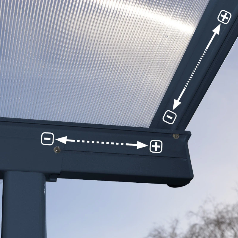 Toit De Terrasse 224x224cm En Aluminium Gris Et Polycarbonate 6mm SIERRA - Canopia By Palram 7 Toit De Terrasse 224x224cm En Aluminium Gris Et Polycarbonate 6mm SIERRA - Canopia By Palram – Image 5