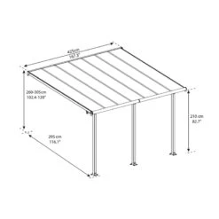 Toit De Terrasse En Aluminium Blanc 3x4,25m + PC 16mm Olympia - Palram - Canopia -Boutique De Jardin toit de terrasse en aluminium blanc 3x425m pc 16mm olympia palram 3