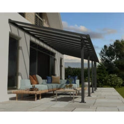 Toit De Terrasse En Aluminium Gris 3x8,51m + PC 16mm Olympia - Palram - Canopia