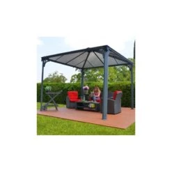 Tonnelle De Jardin 3,6x3,6m En Alu Gris Anthracite Et Polycarbonate -Boutique De Jardin tonnelle de jardin 36x36m en alu gris anthracite et polycarbonate 3